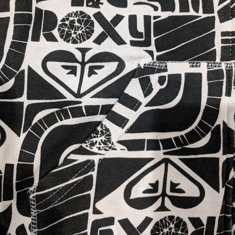 Roxy Black & White Patterned Zip Up Hoodie W Teal… - image 5